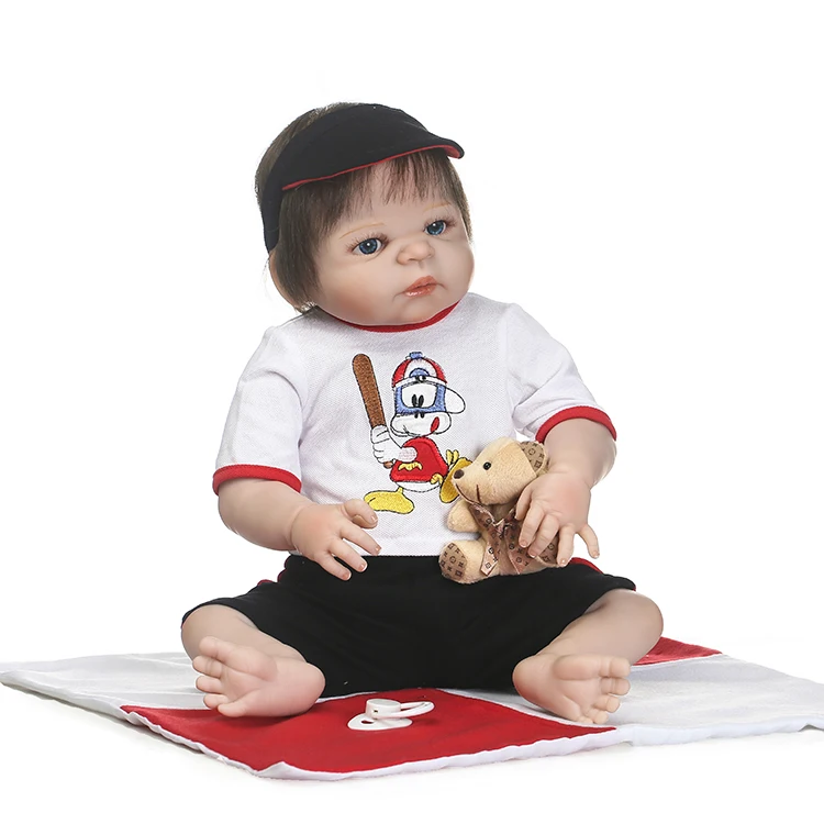 55 см полностью силиконовая кукла Reborn Baby Doll Toys 22 дюйма для новорожденных мальчиков