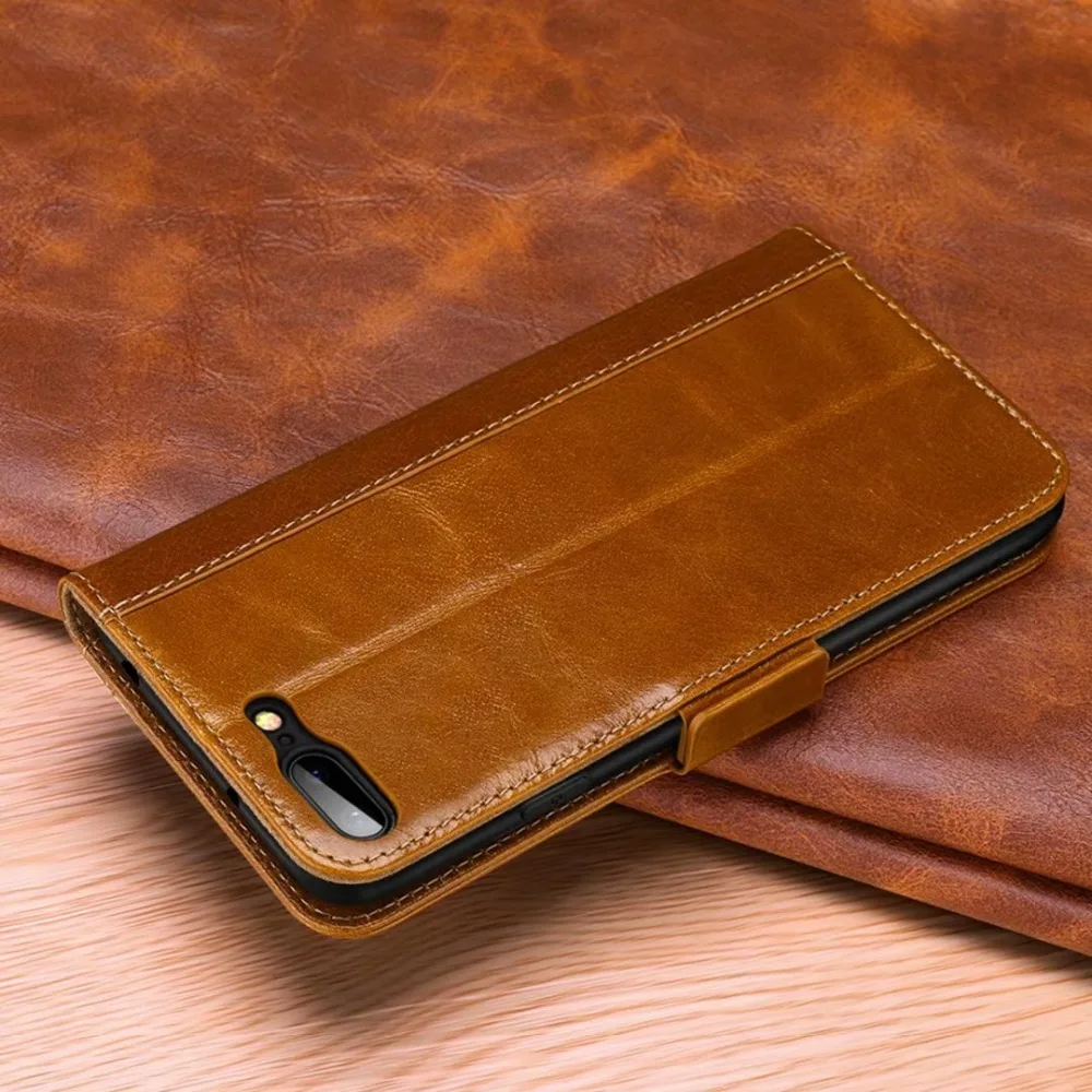 Роскошный чехол книжка из натуральной кожи для iPhone 7 8 бумажник чехлы обложки