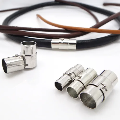 6sets Fit 5-6-8mm Rhodium Plated Copper Based Strong Magnetic Clasps DIY Jewelry Settings Hadework Leather Bracelets Connector