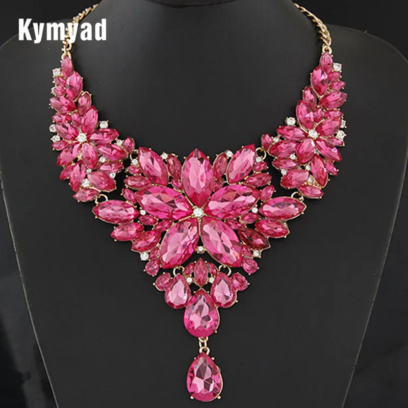 

Kymyad Collier Femme Retro Statement Choker Necklace Gold Color Crystal Flower Necklaces & Pendants Maxi Necklace Women Collares