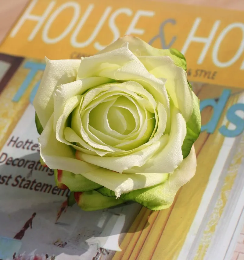 light green 10 шт высокая имитация цветка розы голова Шелковый цветок DIY свадебный цветок стены фон украшения розы/7 см диаметр Шелковый цветок - Цвет: light green
