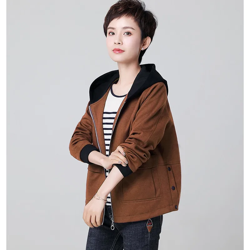 2019 Весенняя новая куртка с капюшоном женская модная повседневная Свободная