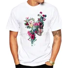 Мужская Летняя хипстерская футболка с цветочным принтом и черепами, 2019