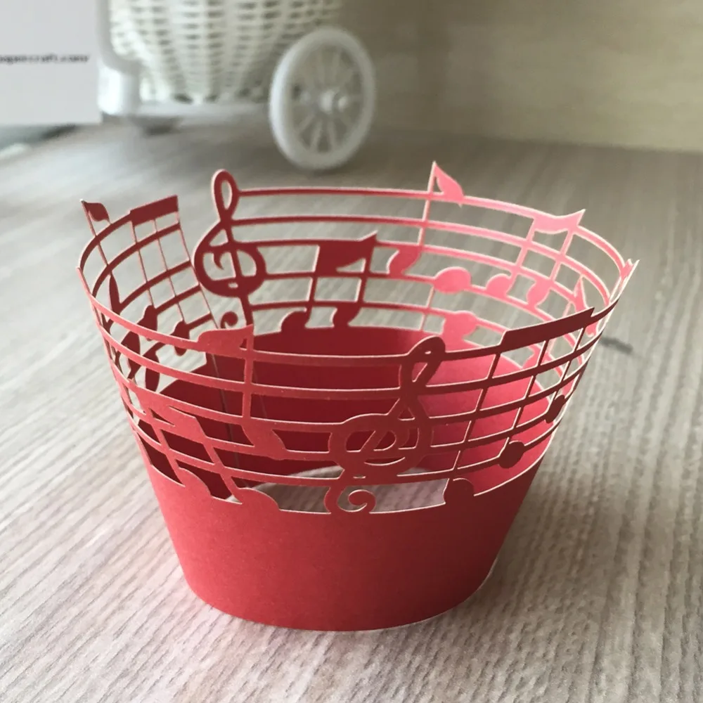 50 шт./лот музыкальная тема лазерная резка жемчужная обертка для кексов подкладка