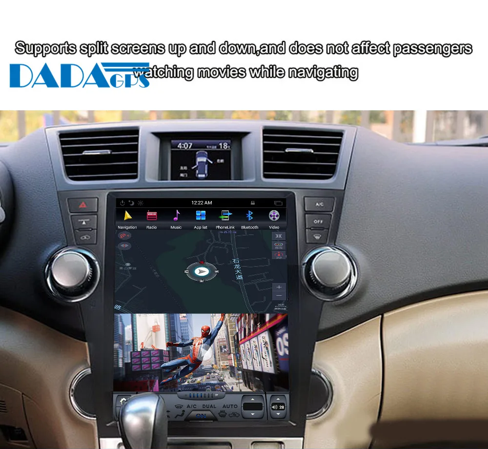 12," Android 7,1 Tesla стиль автомобиля радио плеер для Toyota Highlander 2007-2013 стерео Мультимедиа gps карта навигации головное устройство