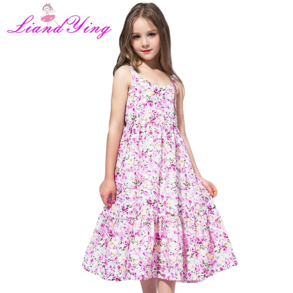 Flower Girl Dress Pink Floral Chiffon Maxi 2022 Summer Princess Wedding Party Gowns Kids Clothes Size 2-12Y | Детская одежда и