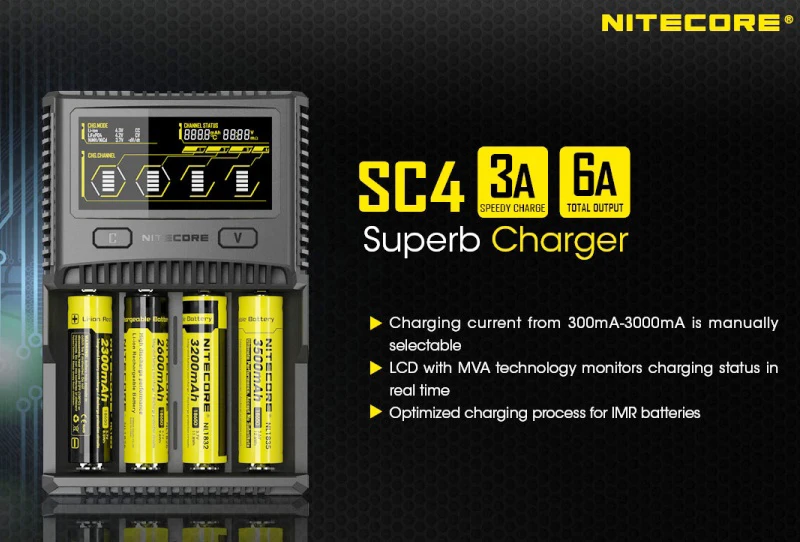 Nitecore SC4 D4 D2 I4 I2 цифровой процессор inteligente ЖК-схема Global de seguros Li-Ion 18650 14500 16340 26650 de cargador