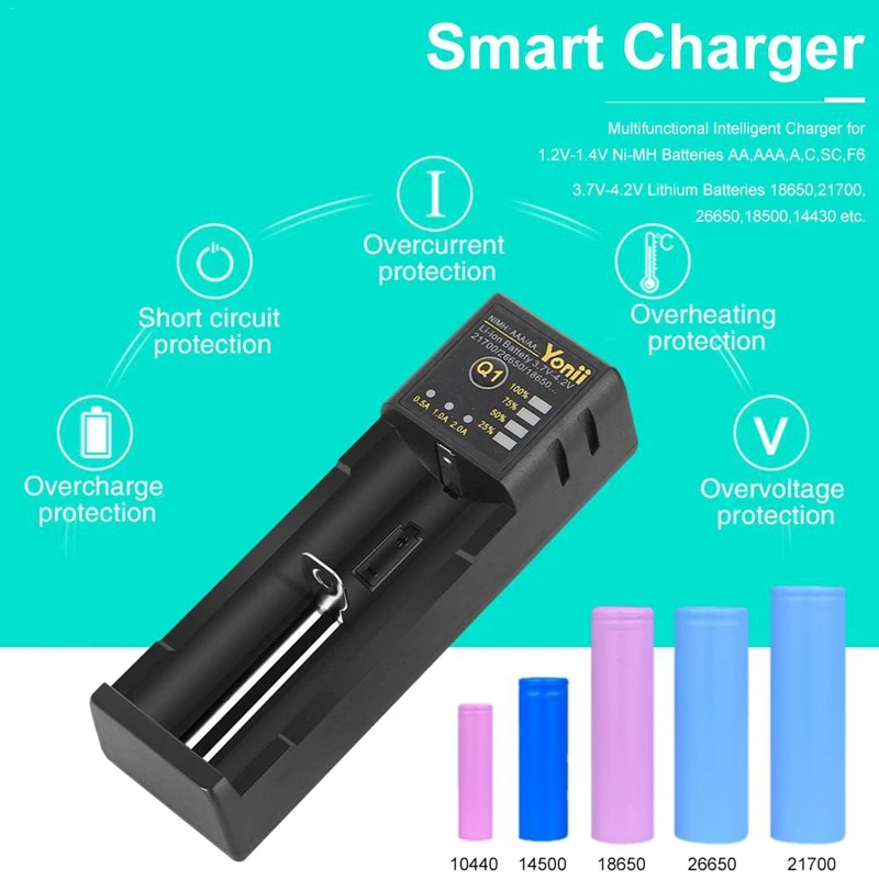 18650 зарядное устройство 26650 Usb умное никель-водородное Aa Aaa 21700 с одним слотом