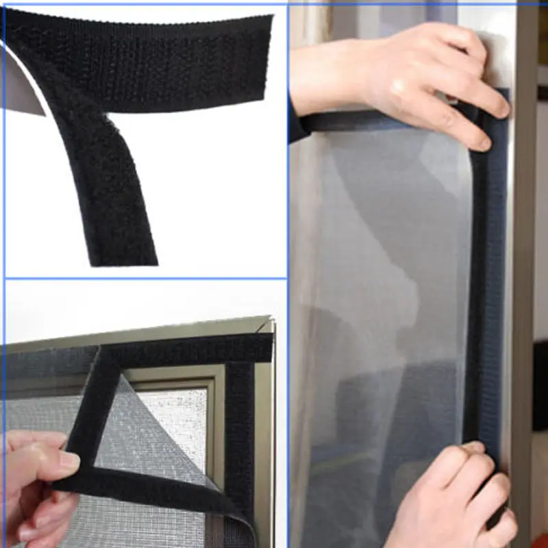 2 рулона черный прочный самоклеящийся крюк петля лента для крепления липкий 1 м|tape