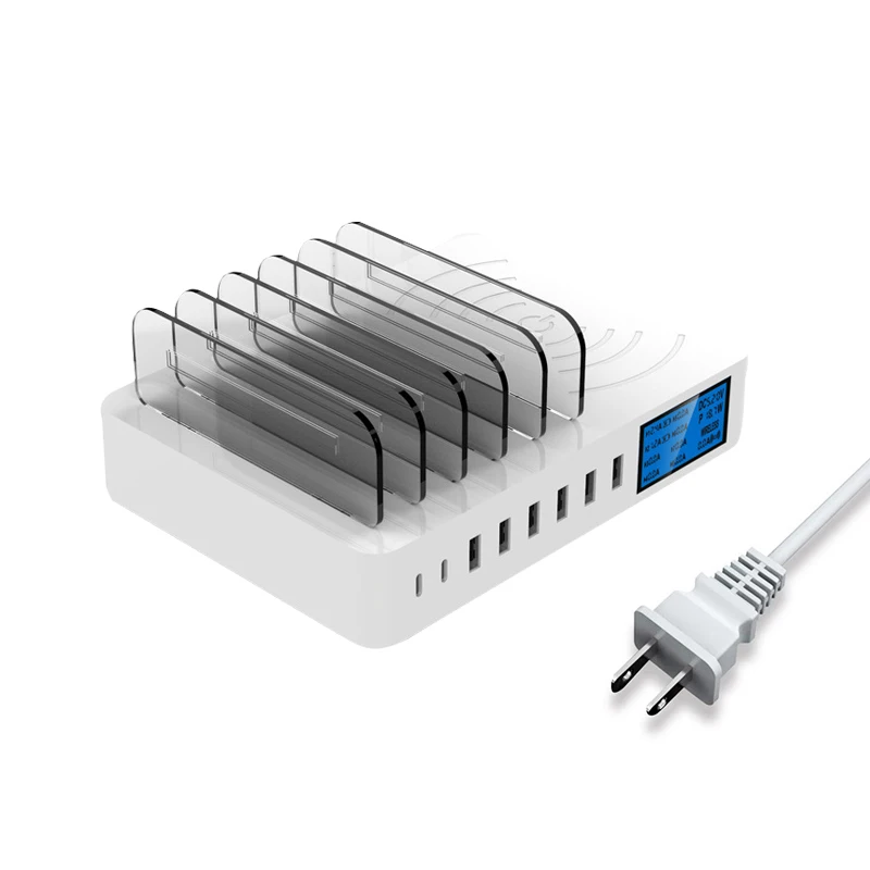 STOD Qi Беспроводное зарядное устройство светодиодный дисплей usb зарядная станция Тип C подставка для телефона для iPhone XR samsung huawei mate 20 Pro Mi адаптер - Тип штекера: Япония (JP)