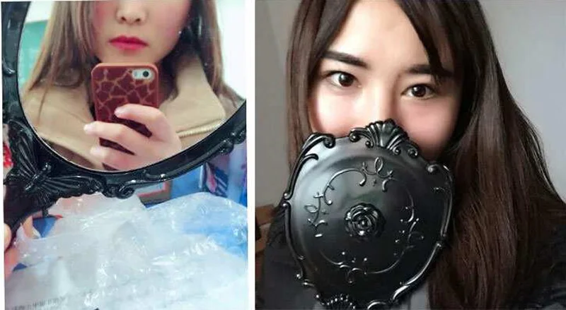 Большое винтажное косметическое зеркало в виде Розы пластиковое для макияжа