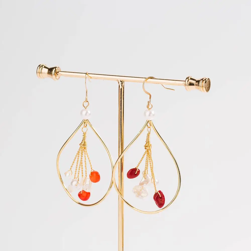 Банкета Свадебная вечеринка жемчужные серьги с жемчугом Kc Золотой капли воды