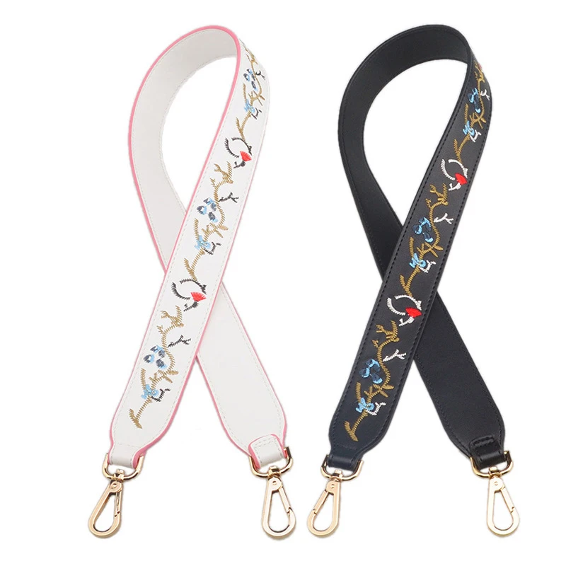 

Women Bag Strap Wide Messenger Handbag 3D Flower Embroidery Print Bohemia Bag Handle Detachable Replacement DIY Accessory KZ0391