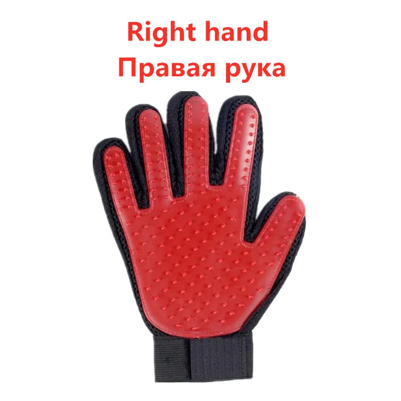 Pet Glove For Cats Cat Grooming Pet Dog Hair Deshedding Brush Comb Glove For Pet Dog Finger Cleaning Massage Glove For Animal - Цвет: ST1-red right