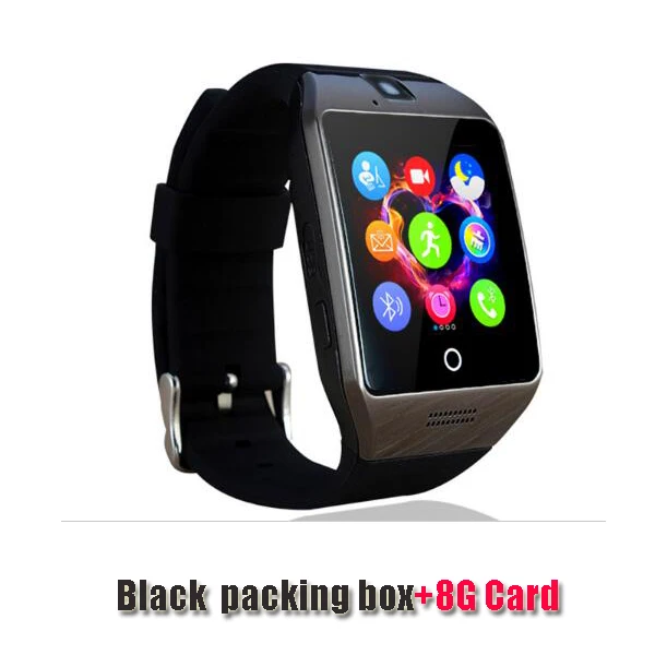 Bluetooth Смарт-часы умные часы Q18 Android телефонный звонок Relogio 2G GSM SIM TF карта камера для iPhone samsung HUAWEI PK GT08 A1 - Цвет: black 8G card