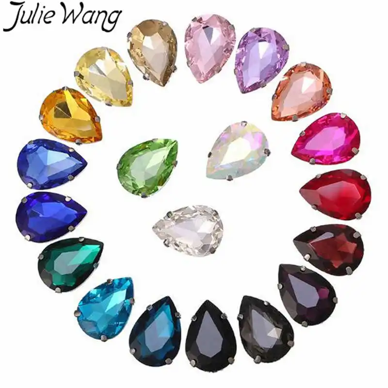 Julie Wang 50 шт. стеклянные стразы в форме капли с кабошоном кабошона кабошон кристалл