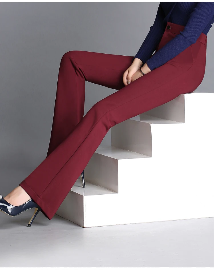 Straight pants for women plus size solid colour high waist elastic cotton blend full length casual pring thin qzq0602 | Женская одежда