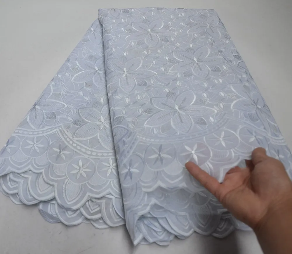 Чистый Белое кружево красивый цветочный вышивка Африканский швейцарский вуаль