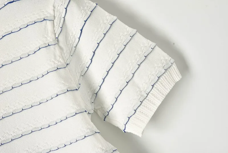 Женская трикотажная футболка женская 2019 летняя новая полосатая с круглым