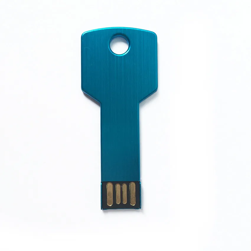 Usb флеш-накопитель 16 Гб в форме ключа, флеш-накопитель 32 ГБ, Водонепроницаемая usb флешка 2,0, металлическая ручка-накопитель 64 ГБ, браслет 4 ГБ 8 ГБ 128 ГБ, Подарочный логотип - Цвет: Blue