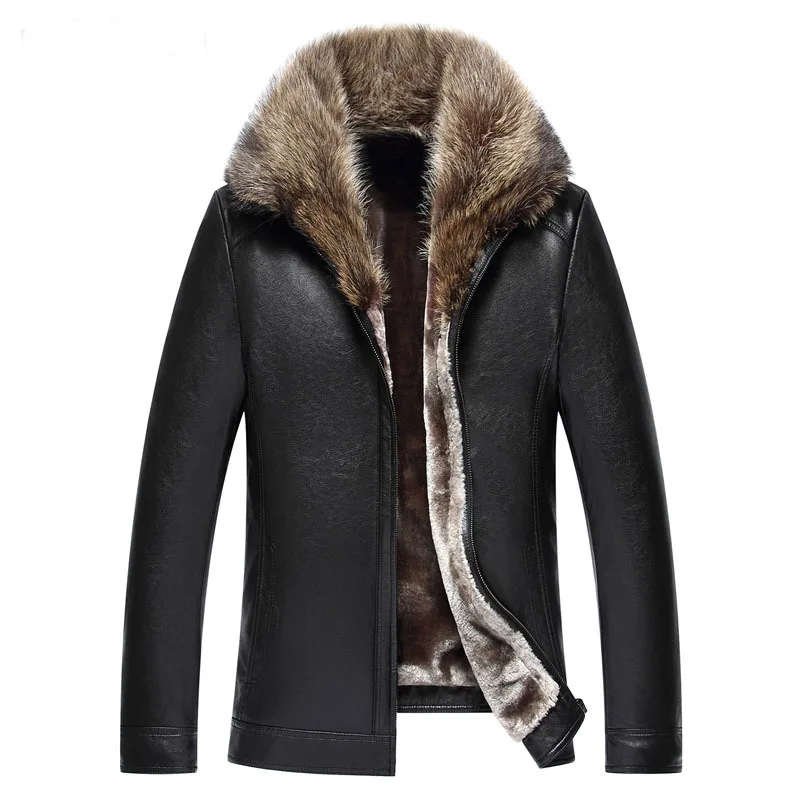 Осенняя деловая куртка с шерстяной подкладкой Мужская Толстая мотоциклетная 4XL