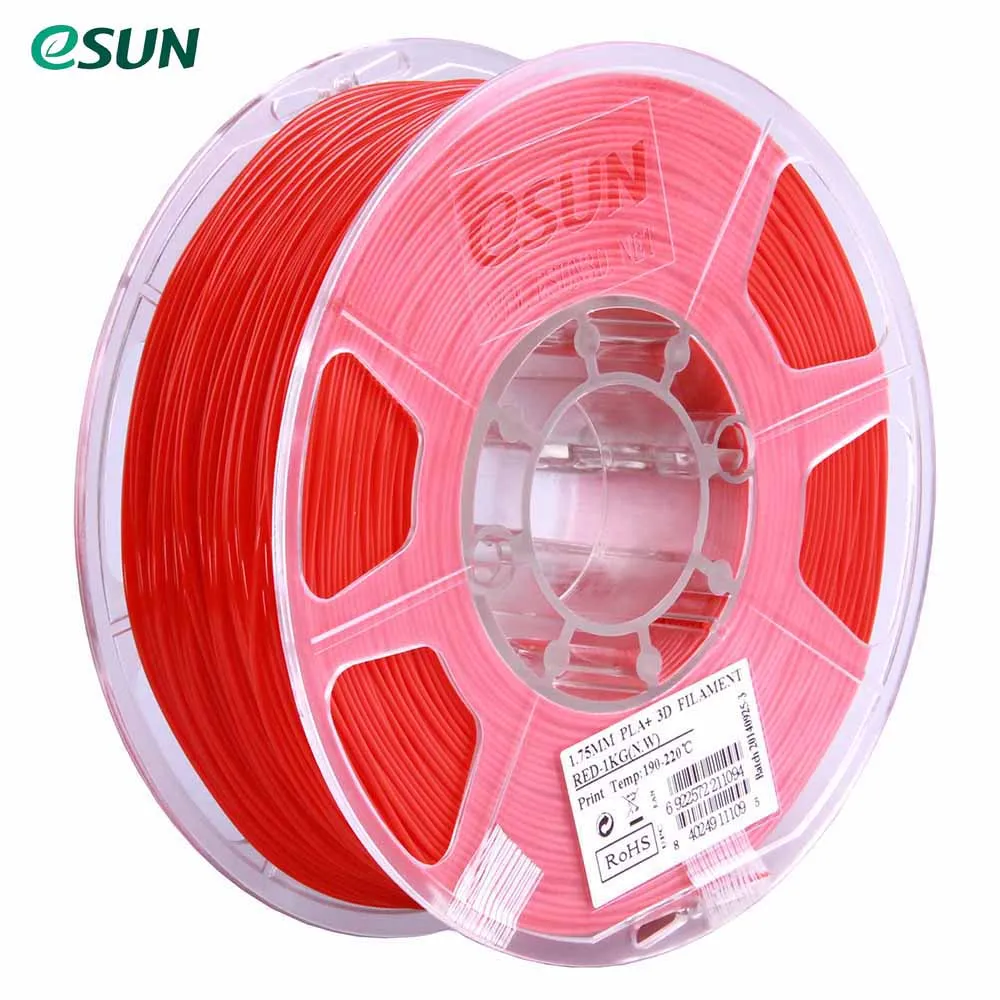 red ESUN PLA+ 1,75 мм 3d Принтер Нити кукурузы зерно рафинирования материал 1 кг катушка 2.2lbs точность измерения+/-0,05 мм расходные материалы - Цвет: red