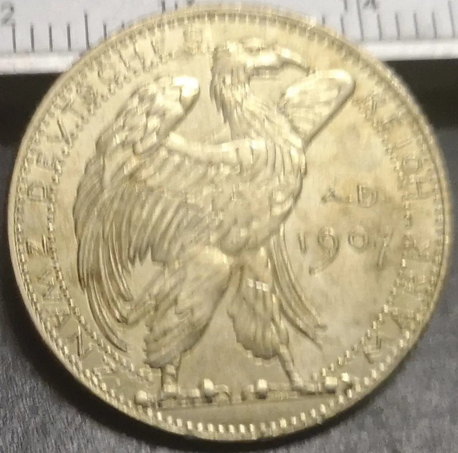1907-D Германия 20 Марка образца. Золото копия монеты