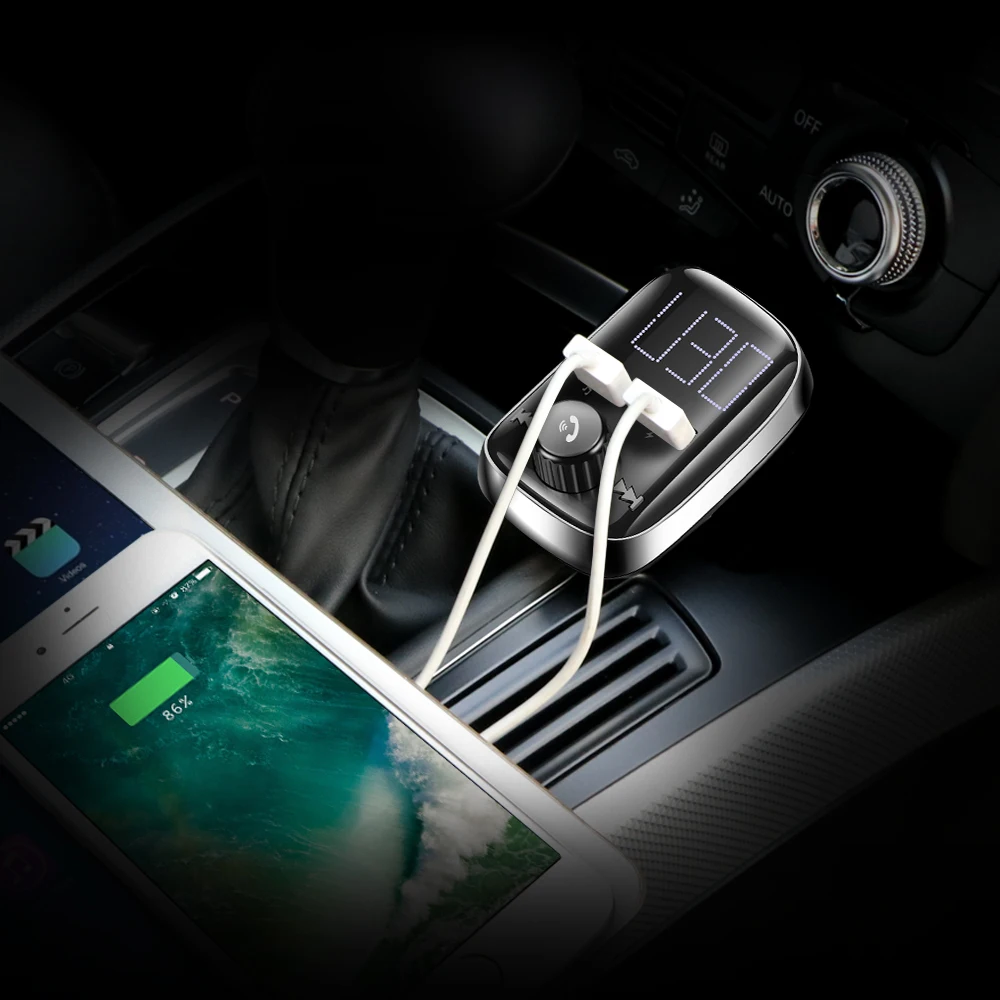 Onever FM передатчик MP3 плеер с большим светодиодный дисплей Bluetooth автомобильный комплект Dual USB 4.1A быстрое зарядное устройство Micro SD TF воспроизведение музыки