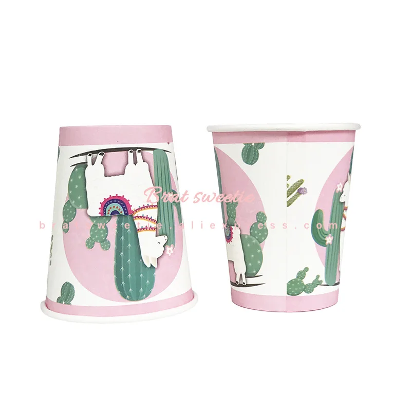 llama cup Llama, вечерние украшения, Fiesta, альпака, полосатые бумажные соломинки, детские товары для дня рождения, экологичные одноразовые стаканчики для посуды - Цвет: llama cup