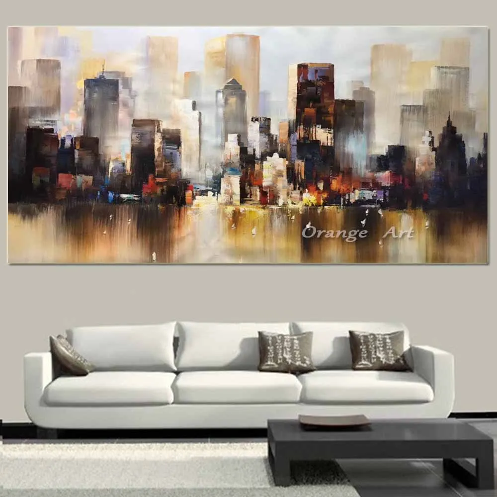 Ручная роспись Современное абстрактное здание картина маслом на холсте