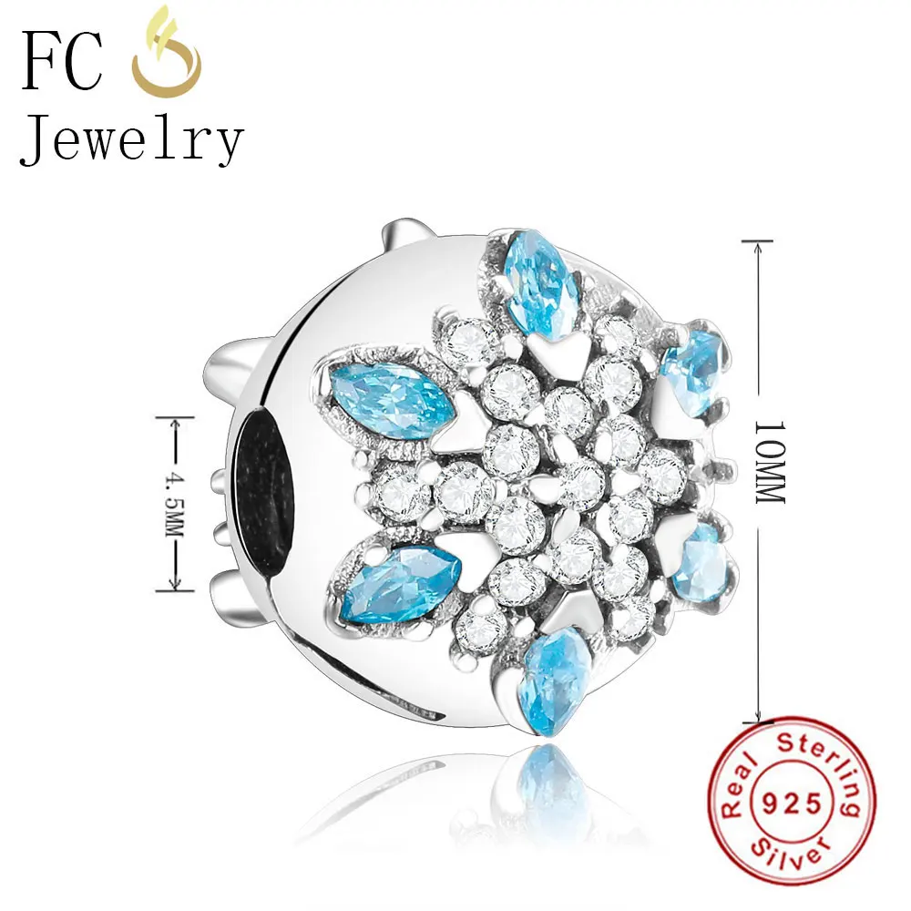 Winter Collection 925 Sterling Silver Amusement Snowflake Clip Charm Fits Original Charms Bracelet Bead DIY Berloque | Украшения и