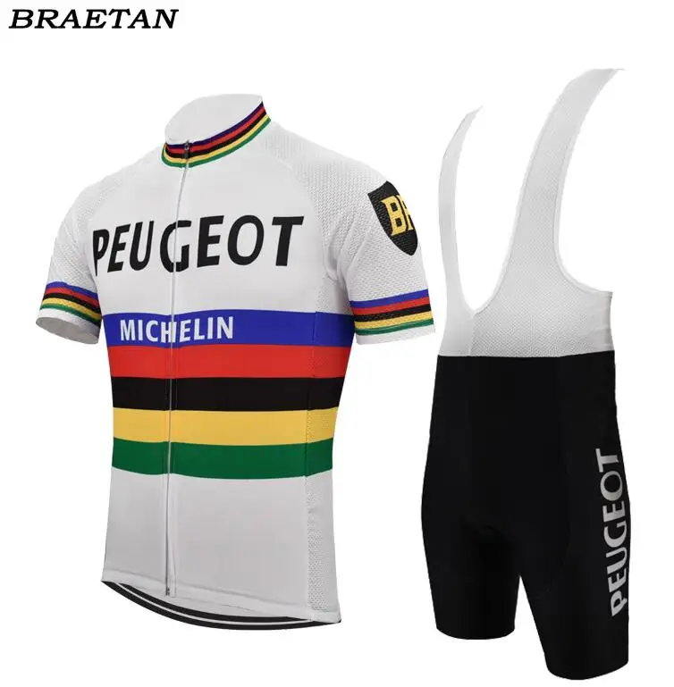 style photos Peugeot Велосипеды Джерси комплект мужчин с коротким рукавом полиэстер Джерси и лайкра короткие 3d гель площадку ropa de ciclismo Майо дорожный мотоцикл одежда - Цвет: style photos