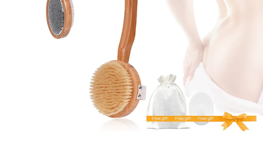 TREESMILE Health Spa массаж тела щетка для ванны натуральная щетина сухая щетка отшелушивающая стимулирующая циркуляцию крови Массажная щетка D30
