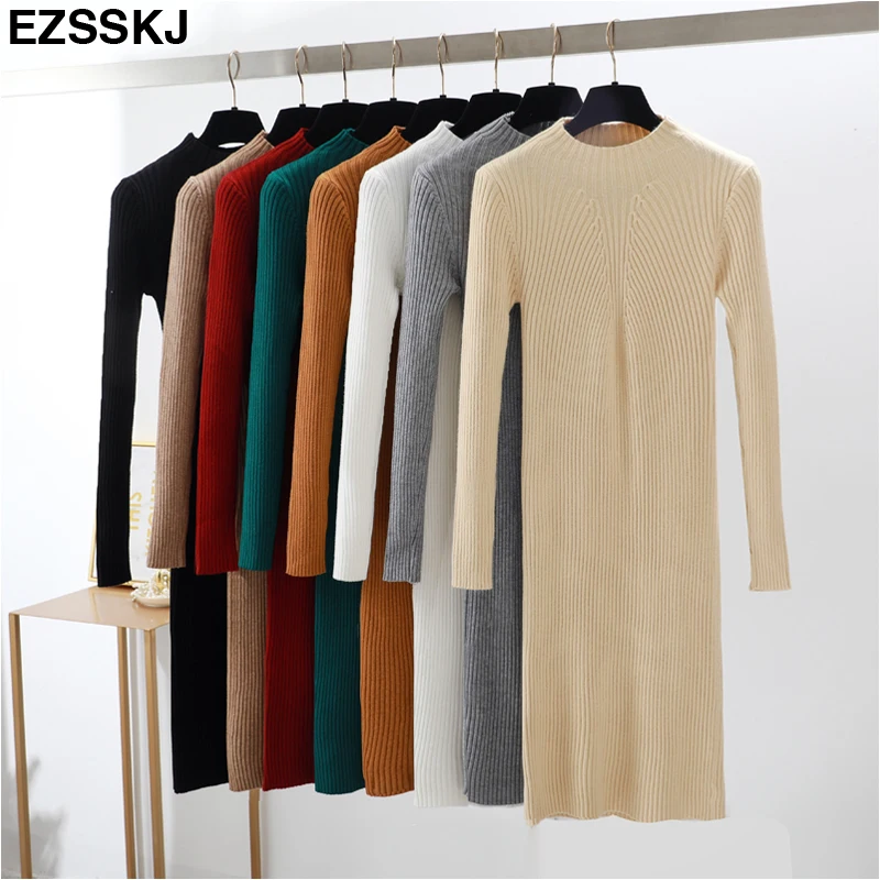 2019 тонкий женский на осень-зиму свитер длинное платье женские пикантные