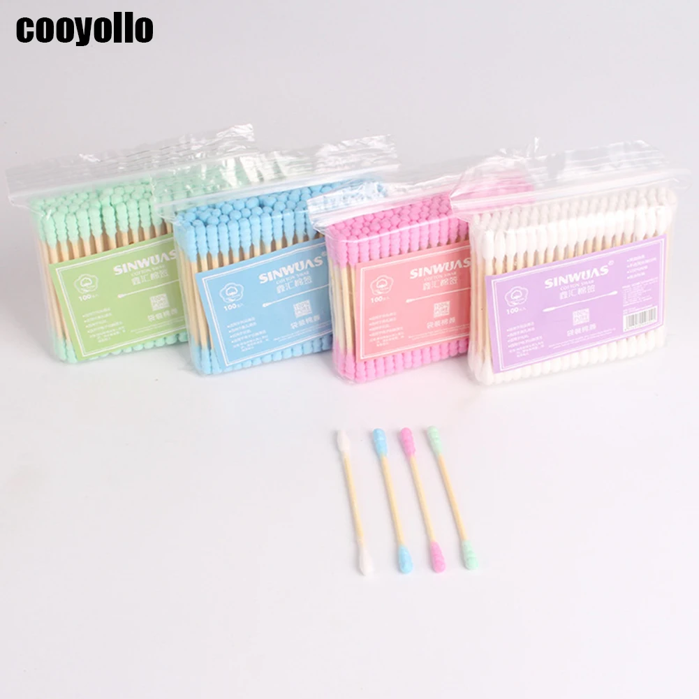 

100pcs/pack Double-head Medical Disposable Cotton Swab Makeup Remover Buds Tip Wound Health Care Tools First Aid Cotton Sticks