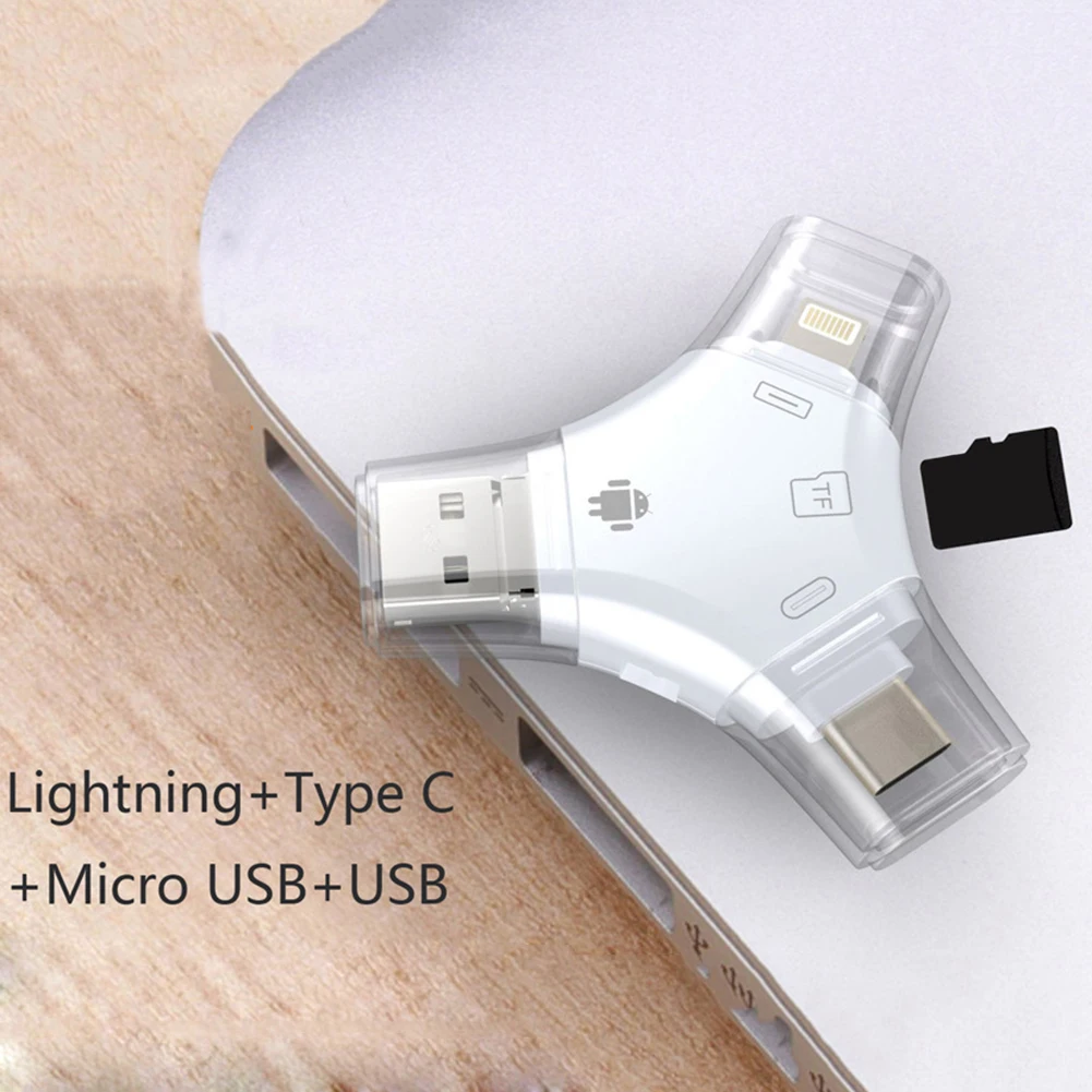 4-в-1 Микро устройство чтения карт памяти Универсальный USB флэш-диск Тип-C ПК OTG кард-ридер для ПК, ноутбука, настольного компьютера