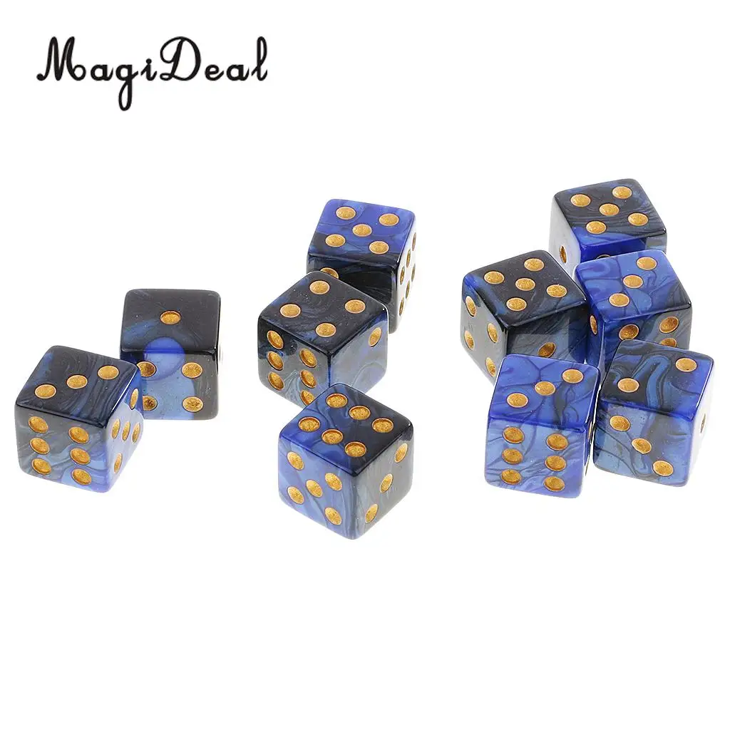 MagiDeal горячая распродажа 10 шт. пластиковые шестисторонние D6 кости цифровая