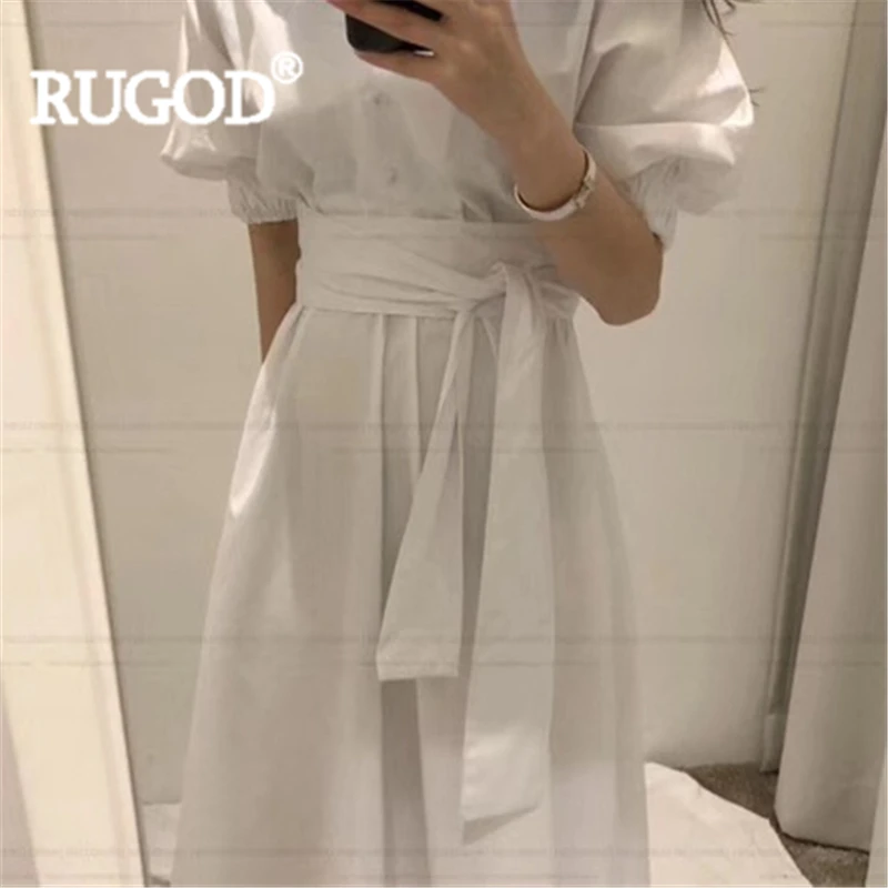 Женское однотонное платье RUGOD винтажное облегающее длинное с отложным