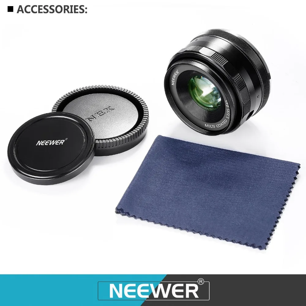 Фиксированный объектив Neewer 35 мм f/1,7 с ручным фокусом для цифровых камер SONY E-Mount, таких как A7III A9 NEX 3 3N 5 NEX 5T NEX 5R NEX 6