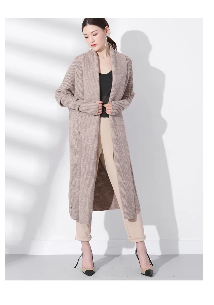 Spring new temperament commuter loose sweater cardigan female long solid color wild knitted loose coat 17065