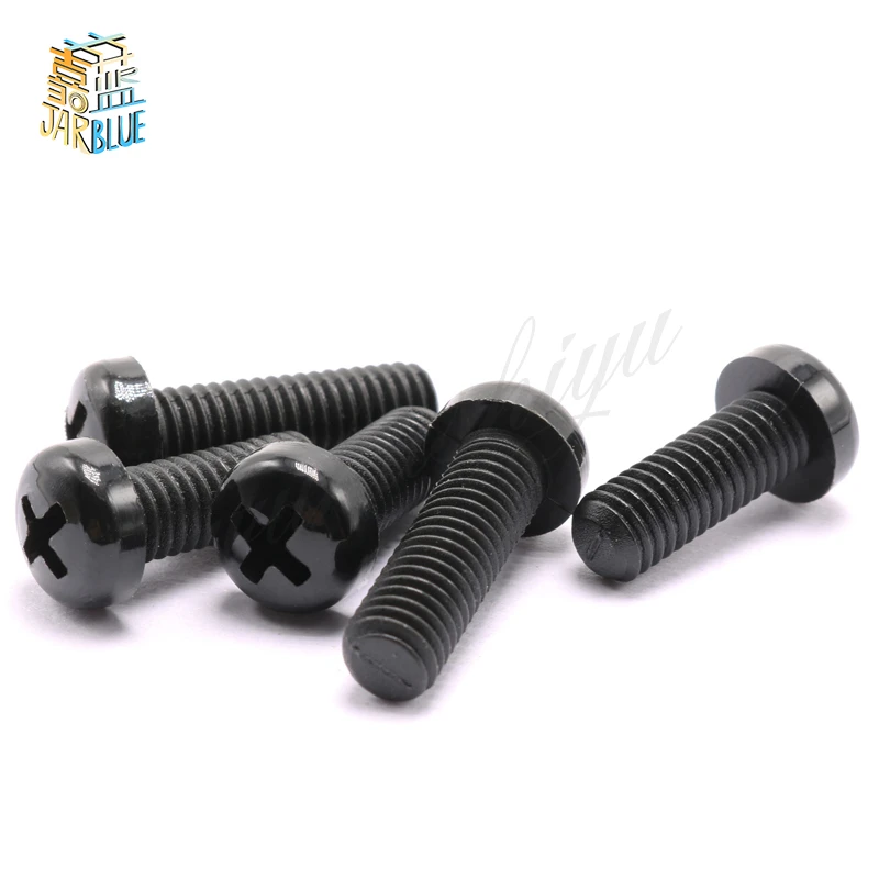 10PCS-M6*10/12/15/20/25/высокое качество обслуживания черные круглые головки Круглые нейлоновые шурупы/сковорода пластиковые винты/круглые пластиковые винты