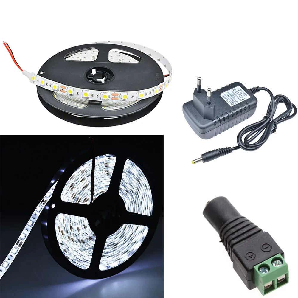 300 светодиодный s 60 Светодиодный s/m SMD RGB светодиодный светильник 5050 5 м светодиодный светильник RGB светодиодный S Лента Диодная лента гибкий контроллер DC 12 В комплект адаптеров