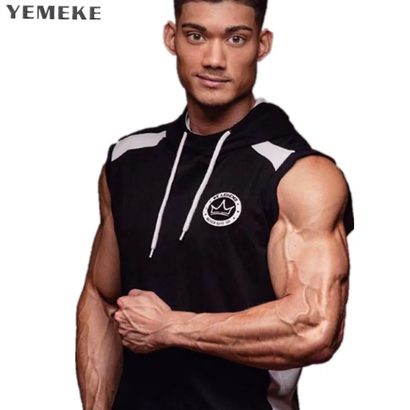 YEMEKE 2018 brand Men Sleeveless Hoodie Sweatshirt Casual Slim Basic Hooded Jacket Vest Waistcoat cotton Hoodies | Мужская одежда