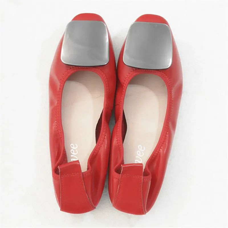 Модные туфли на плоской подошве из натуральной кожи для женщин балетки с