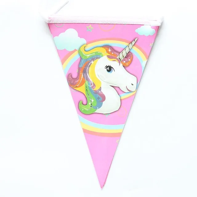 Unicorn 2,5 м/компл. в виде единорога из мультфильма для маленьких принцесс», «Человек-паук», «Гадкий Мстители вечерние бумажный Баннер Вымпел душа ребенка Дети С Днем Рождения Декор Флаги - Цвет: Unicorn