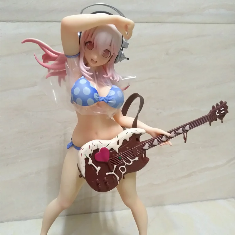 Аниме Супер Sonico шоколадная гитара Ver ПВХ фигурка Коллекционная модель игрушки