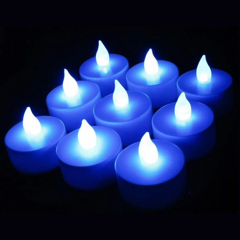

100pcs/lot LED Blue Candle Flickering Flicker Tea Candles Tea lights Light Flameless Birthday Candle