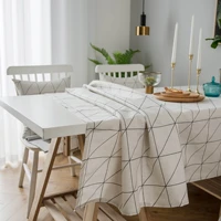 simple linellae design printed table cloth soft dinner tea end table cover for dustproof home decor white black tablecloth