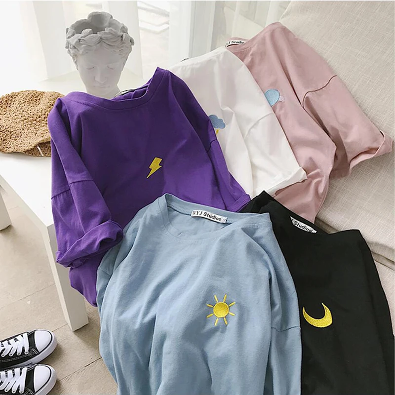 GCAROL летний Harajuku Конфеты Футболка Drop Shoulder Appliques над размеры Kawaii футболки для девочек конфеты плюс M-2XL Топы корректирующие