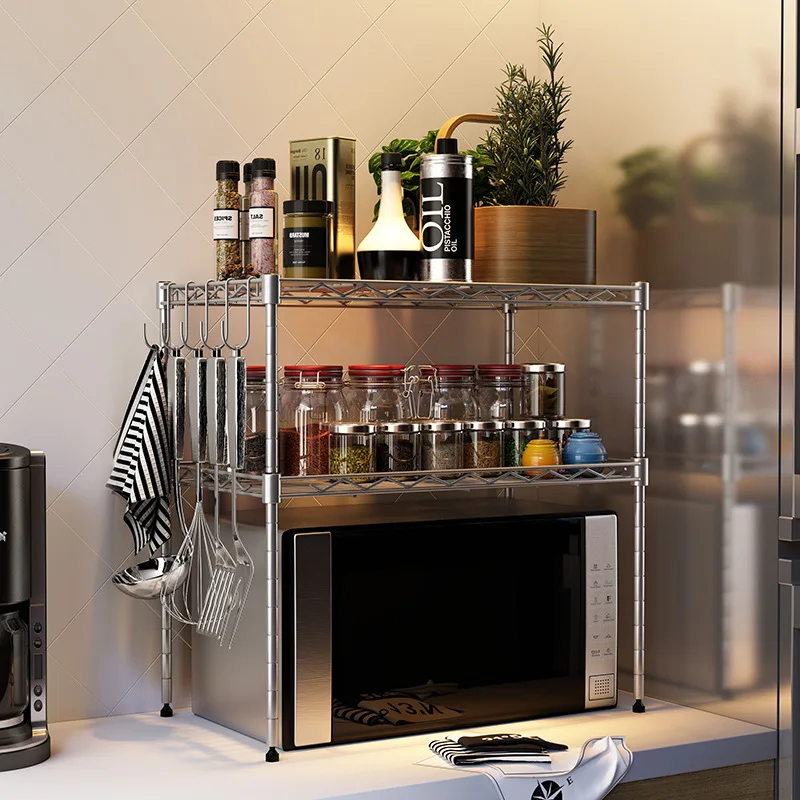 Металлическая кухонная полка для хранения трехуровневая железная рама